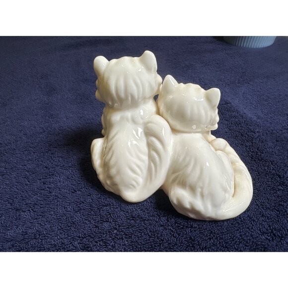 Vintage 1960s Lenwile China Ardalt Japan White Persian Cat Figurine 3.5" Kittens - Picture 3 of 5